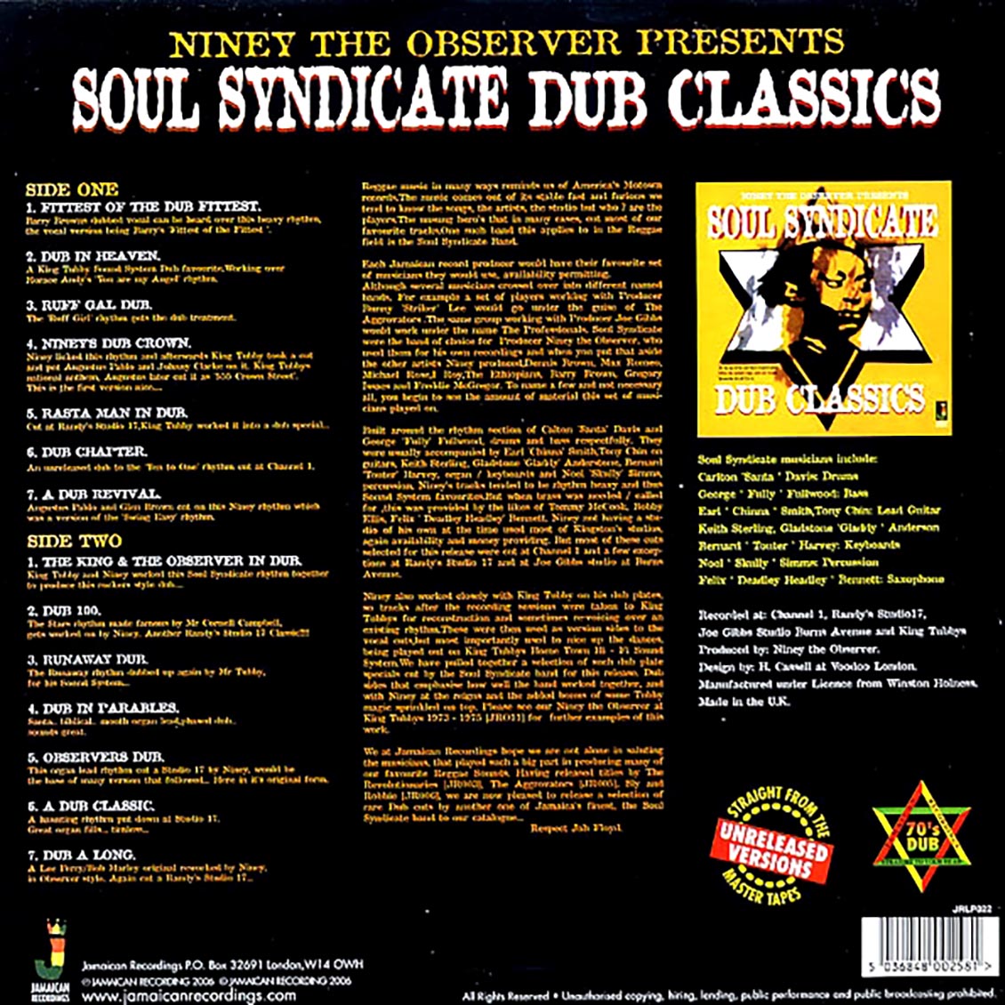 VINYL Soul Syndicate - Dub Classics: Niney The Observer