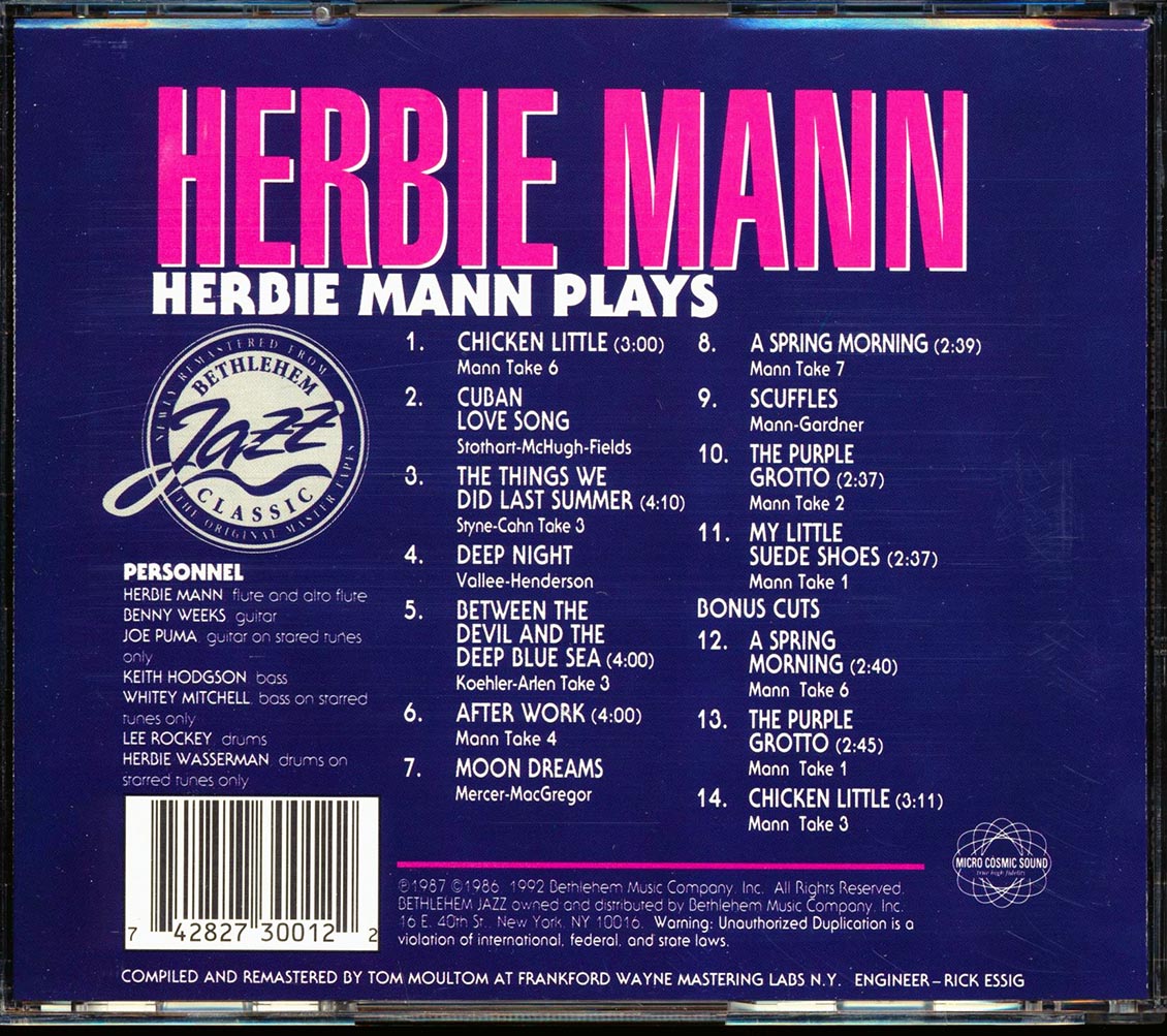 Sealed New Cd Herbie Mann Herbie Mann Plays 742827300122 Ebay