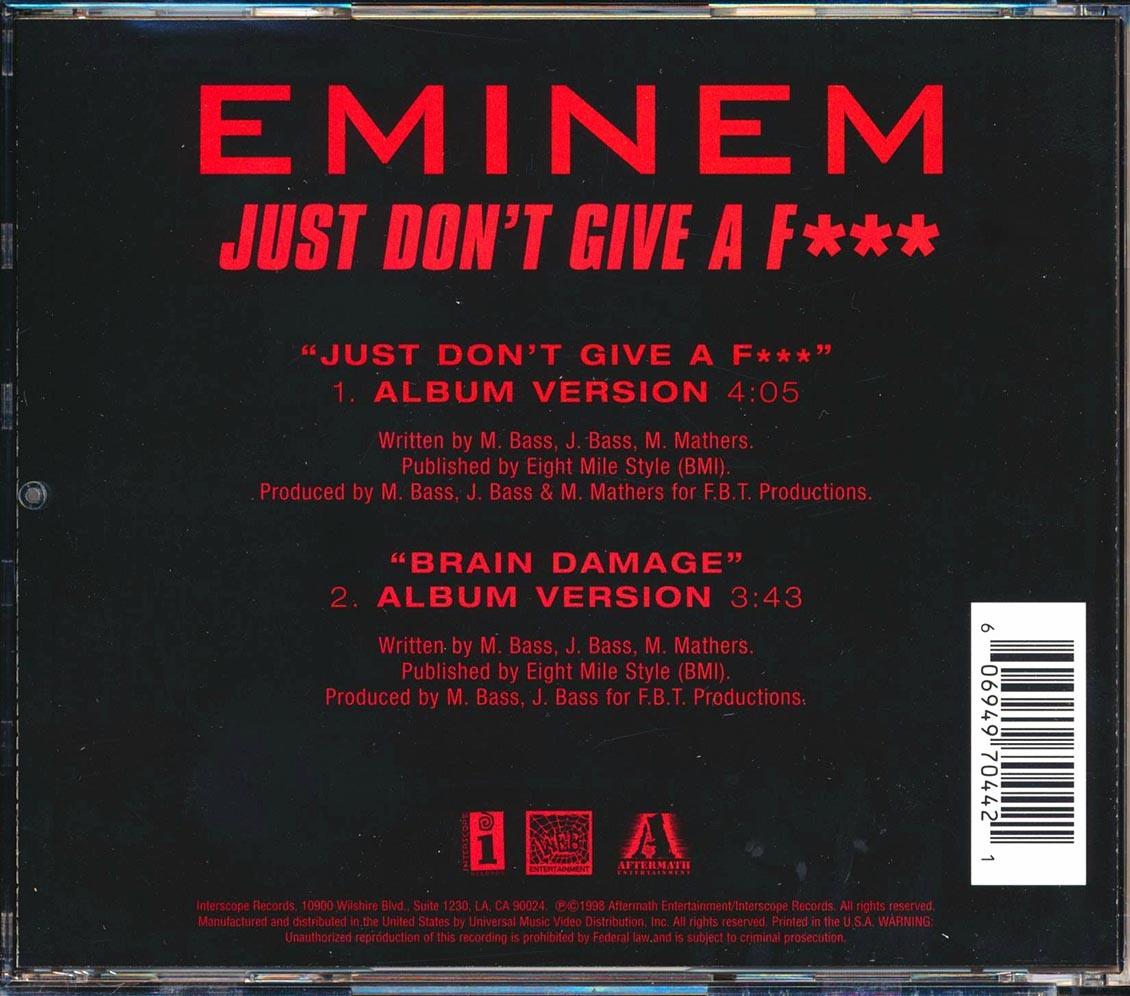 CD Eminem - Just Don't Give A F--- (EP, 2 Tracks) | eBay